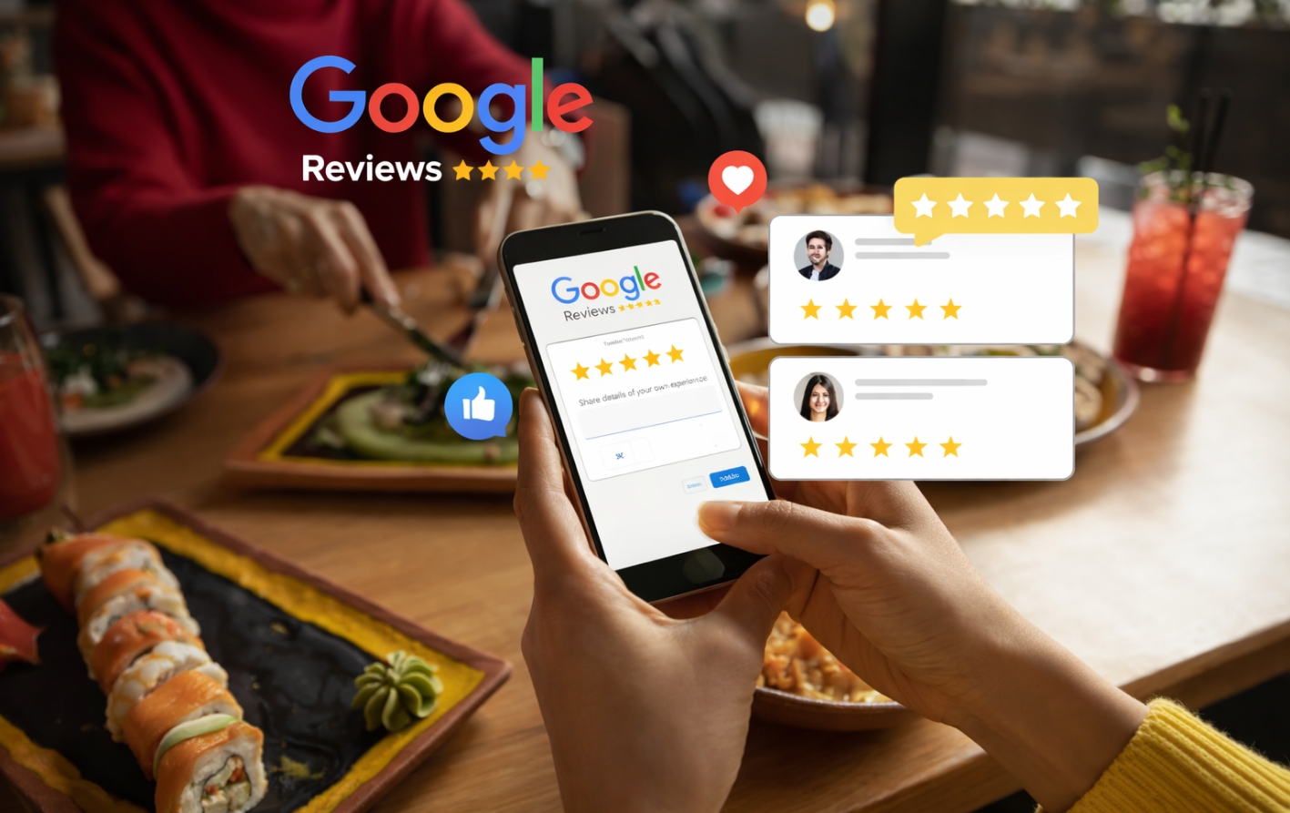 cliente dejando una reseña en google